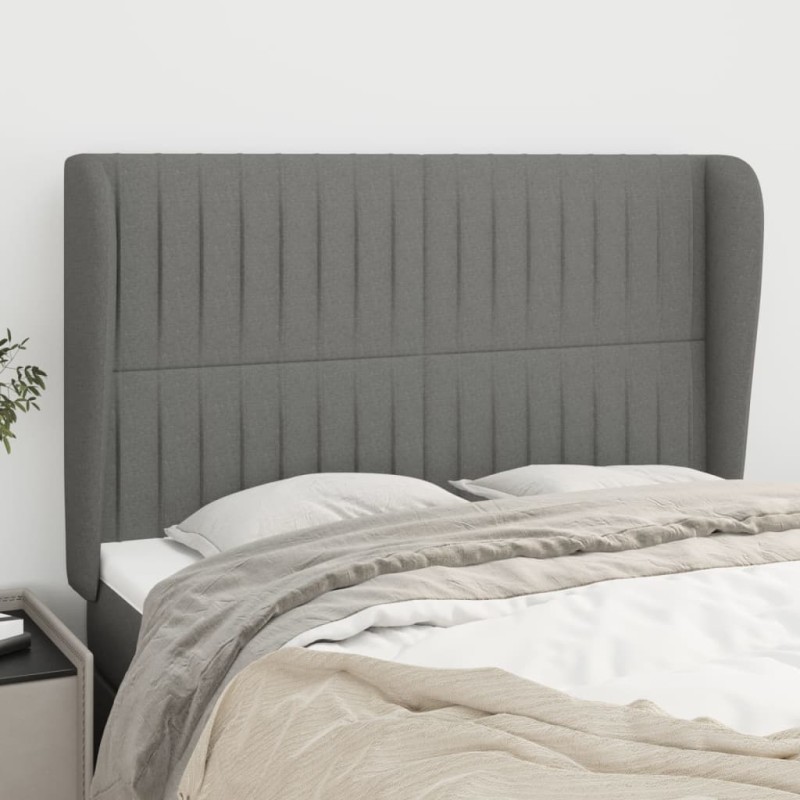 vidaXL Cabecero con orejas de tela gris oscuro 147x23x118/128 cm vidaXL Cabecero con orejas de tela gris oscuro 147x23x118/128 cm