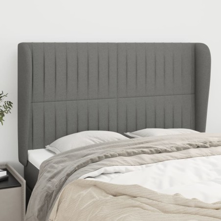 vidaXL Cabecero con orejas de tela gris oscuro 147x23x118/128 cm