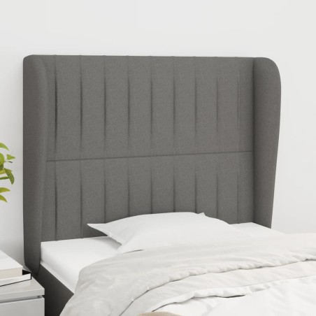 vidaXL Cabecero con orejas de tela gris oscuro 103x23x118/128 cm