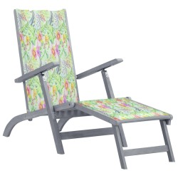 vidaXL Tumbona de jardín con reposapiés y cojín madera maciza acacia