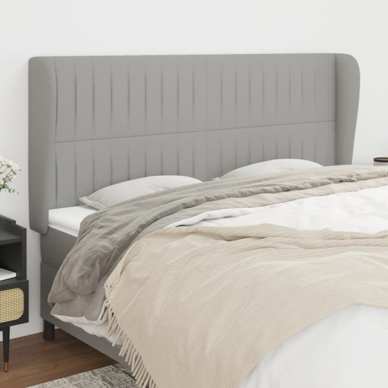 vidaXL Cabecero con orejas de tela gris claro 183x23x118/128 cm