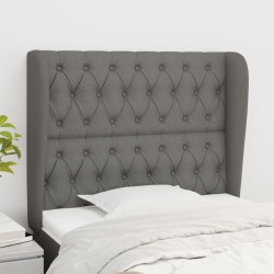 vidaXL Cabecero con orejas de tela gris oscuro 103x23x118/128 cm