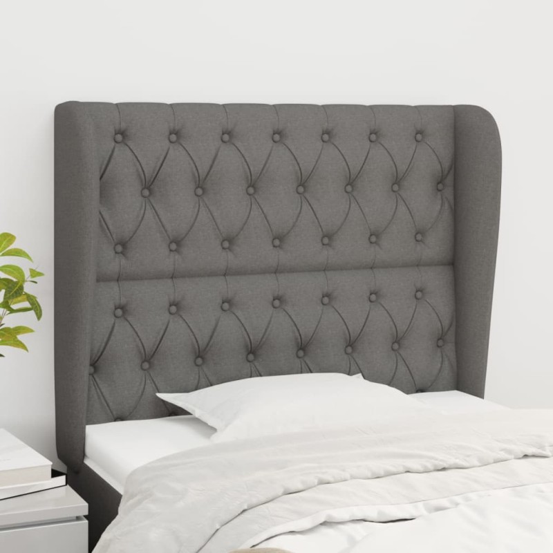 vidaXL Cabecero con orejas de tela gris oscuro 103x23x118/128 cm vidaXL Cabecero con orejas de tela gris oscuro 103x23x118/128 cm