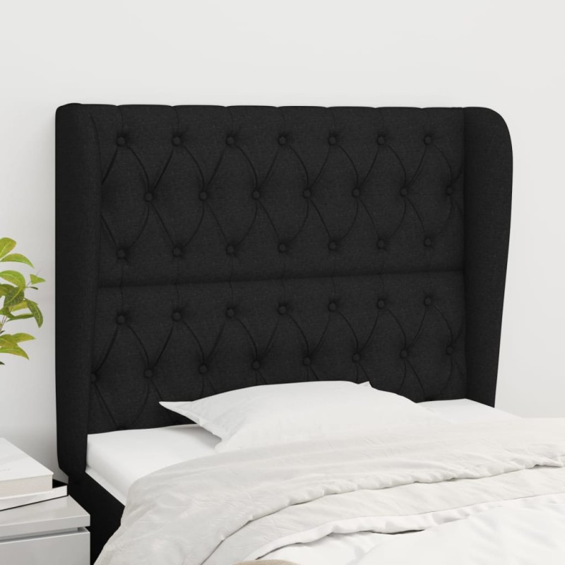 vidaXL Cabecero con orejas de tela negro 93x23x118/128 cm vidaXL Cabecero con orejas de tela negro 93x23x118/128 cm
