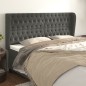 vidaXL Cabecero con orejas de terciopelo gris oscuro 203x23x118/128 cm vidaXL Cabecero con orejas de terciopelo gris oscuro 203x23x118/128 cm