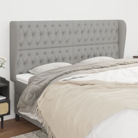 vidaXL Cabecero con orejas de tela gris claro 183x23x118/128 cm