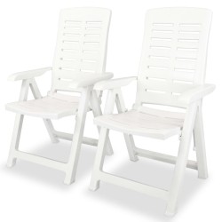 vidaXL Sillas de jardín reclinables 2 unidades plástico blanco