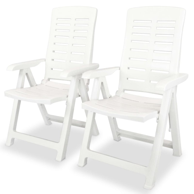 vidaXL Sillas de jardín reclinables 2 unidades plástico blanco
