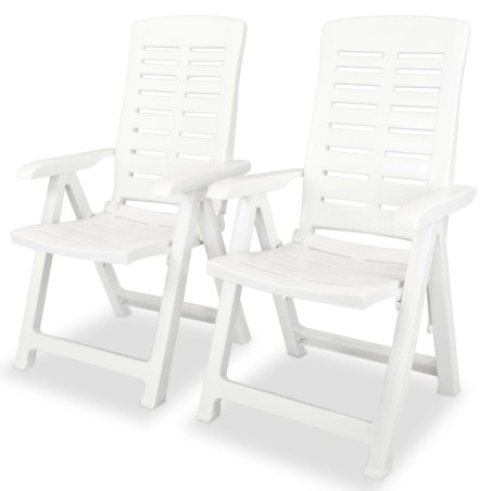 vidaXL Sillas de jardín reclinables 2 unidades plástico blanco