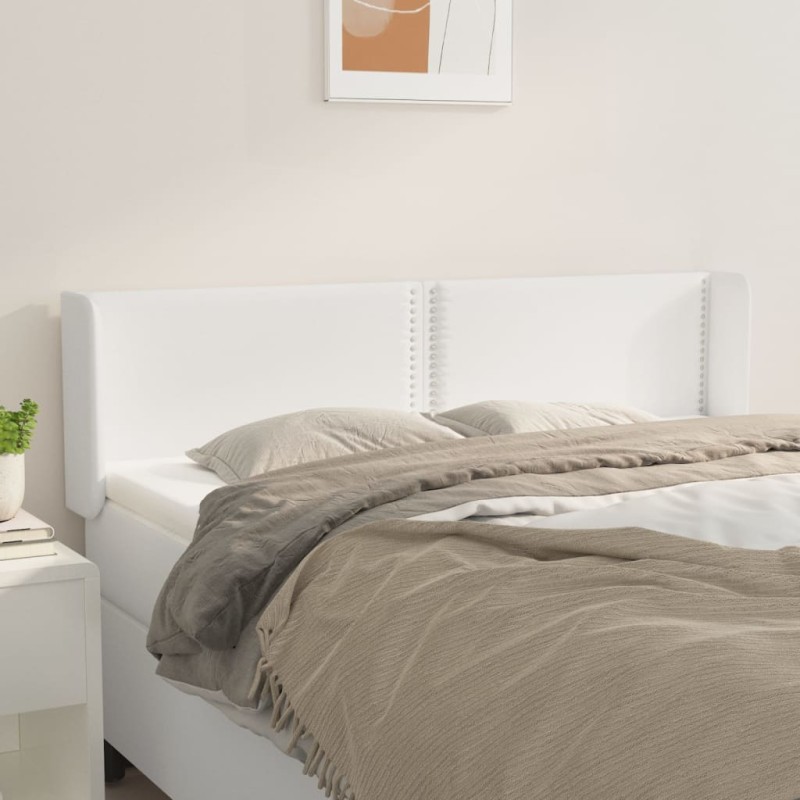 vidaXL Cabecero de cuero sintético blanco 147x16x78/88 cm vidaXL Cabecero de cuero sintético blanco 147x16x78/88 cm