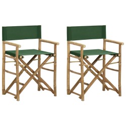 vidaXL Sillas de director plegables 2 piezas bambú y tela verde