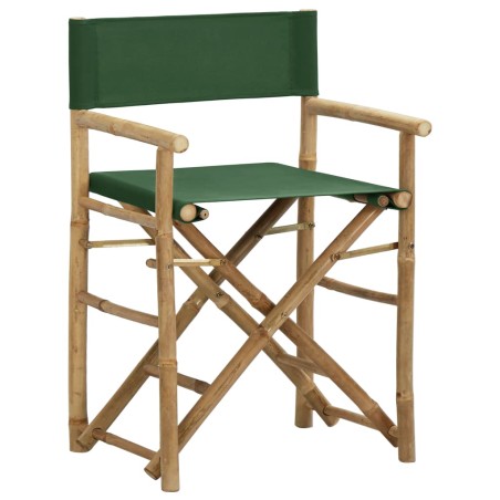 vidaXL Sillas de director plegables 2 piezas bambú y tela verde