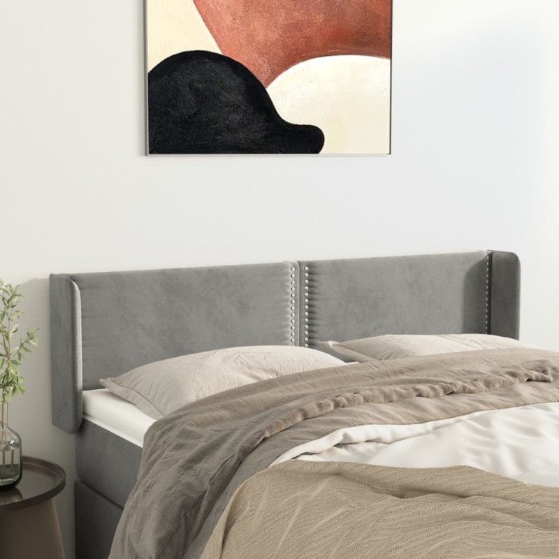 vidaXL Cabecero de terciopelo gris claro 147x16x78/88 cm vidaXL Cabecero de terciopelo gris claro 147x16x78/88 cm