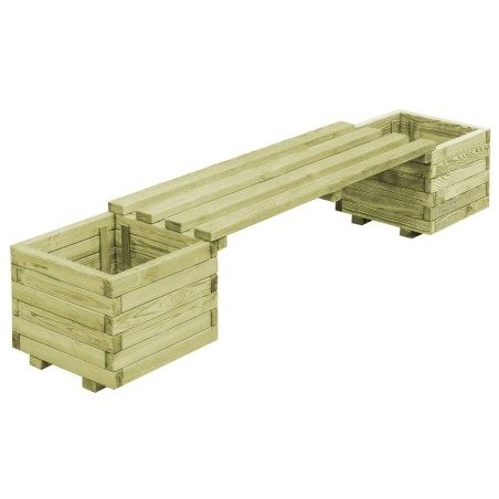 vidaXL Banco de jardín con jardineras de madera de pino impregnada