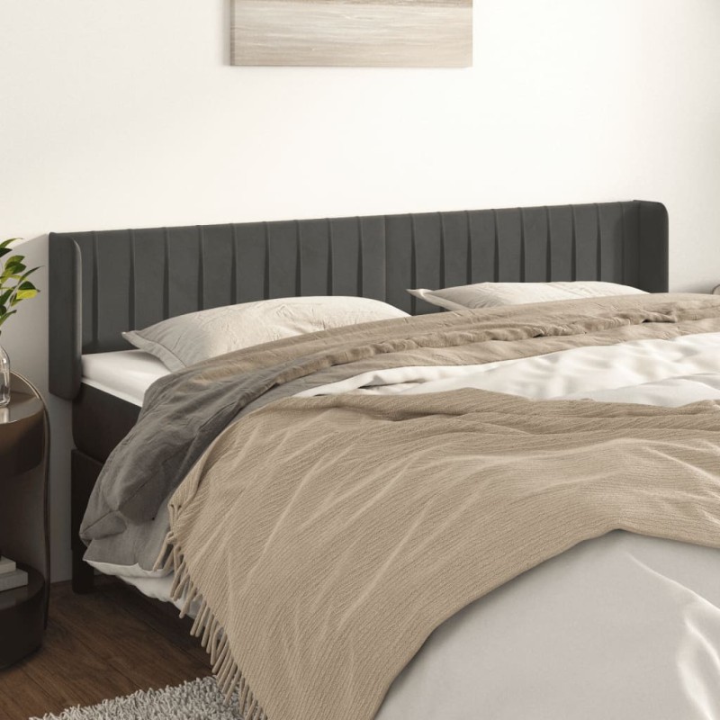 vidaXL Cabecero de terciopelo gris oscuro 183x16x78/88 cm vidaXL Cabecero de terciopelo gris oscuro 183x16x78/88 cm