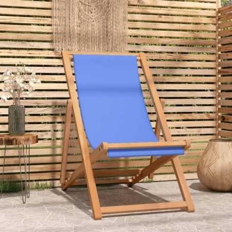 vidaXL Tumbona de teca 56x105x96 cm color azul