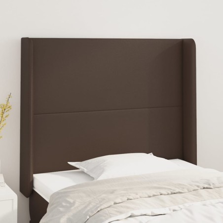 vidaXL Cabecero con orejas de cuero sintético marrón 83x16x118/128 cm