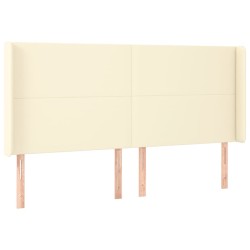 vidaXL Cabecero con orejas de cuero sintético crema 203x16x118/128 cm