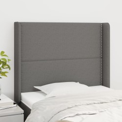 vidaXL Cabecero con orejas de tela gris oscuro 103x16x118/128 cm