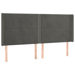 vidaXL Cabecero con orejas de terciopelo gris oscuro 183x16x118/128 cm