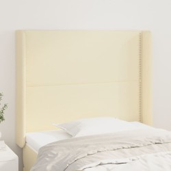 vidaXL Cabecero con orejas cuero sintético color crema 93x16x118/128cm