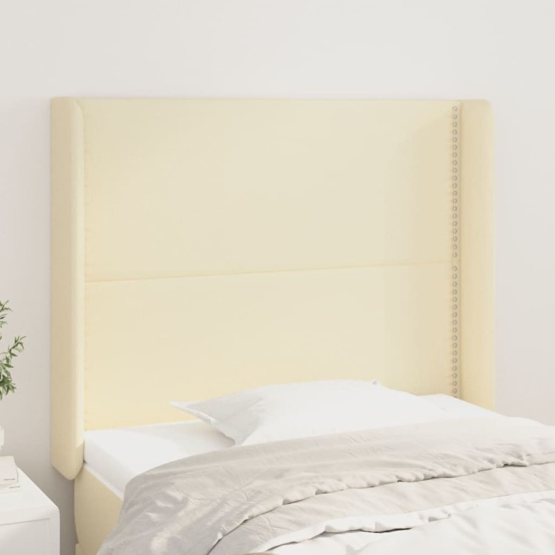 vidaXL Cabecero con orejas cuero sintético color crema 93x16x118/128cm