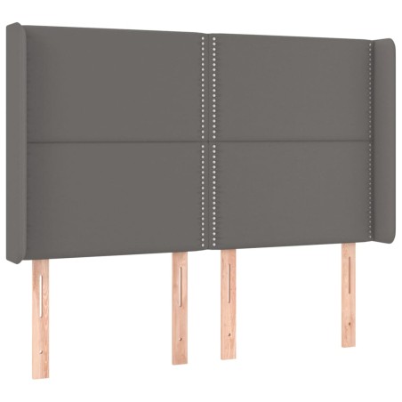 vidaXL Cabecero con orejas cuero sintético gris 147x16x118/128cm