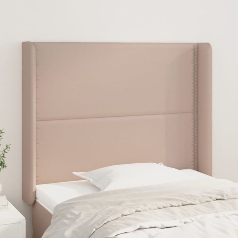 vidaXL Cabecero con orejas cuero sintético capuchino 83x16x118/128 cm vidaXL Cabecero con orejas cuero sintético capuchino 83x16x118/128 cm