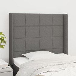 vidaXL Cabecero con orejas de tela gris oscuro 83x16x118/128 cm