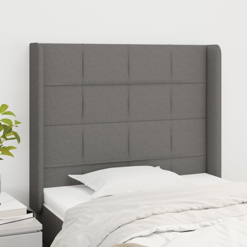 vidaXL Cabecero con orejas de tela gris oscuro 83x16x118/128 cm vidaXL Cabecero con orejas de tela gris oscuro 83x16x118/128 cm