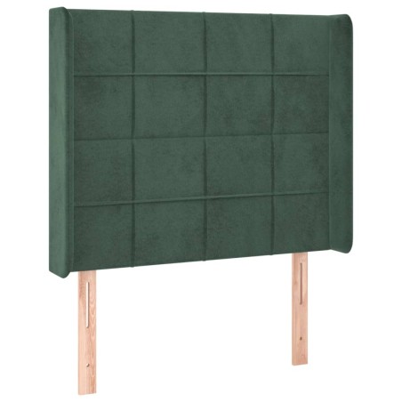 vidaXL Cabecero con orejas de terciopelo verde oscuro 83x16x118/128 cm