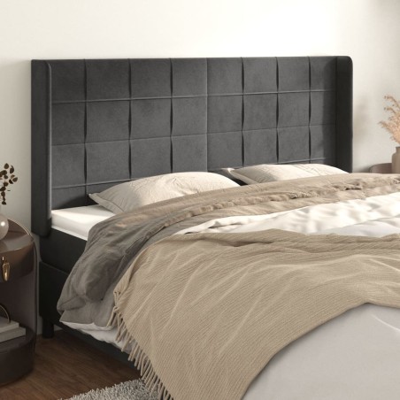 vidaXL Cabecero con orejas de terciopelo gris oscuro 203x16x118/128 cm