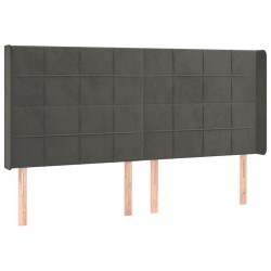 vidaXL Cabecero con orejas de terciopelo gris oscuro 203x16x118/128 cm