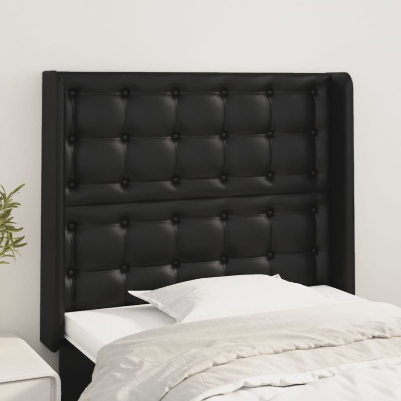 vidaXL Cabecero con orejas de cuero sintético negro 93x16x118/128 cm vidaXL Cabecero con orejas de cuero sintético negro 93x16x118/128 cm