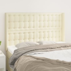 vidaXL Cabecero con orejas cuero sintético crema 147x16x118/128cm