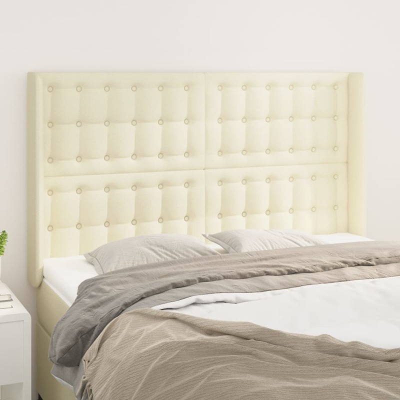 vidaXL Cabecero con orejas cuero sintético crema 147x16x118/128cm vidaXL Cabecero con orejas cuero sintético crema 147x16x118/128cm