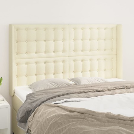 vidaXL Cabecero con orejas cuero sintético crema 147x16x118/128cm