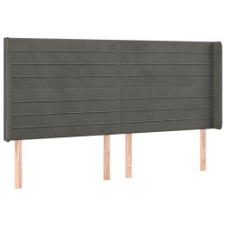 vidaXL Cabecero con orejas de terciopelo gris oscuro 163x16x118/128 cm