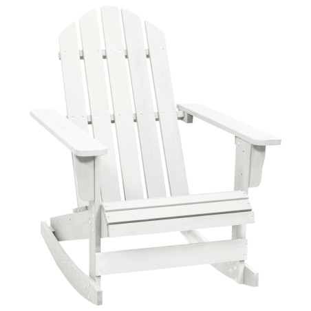 vidaXL Silla mecedora de jardín de madera blanca