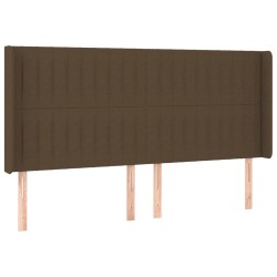 vidaXL Cabecero con orejas de tela marrón oscuro 163x16x118/128 cm