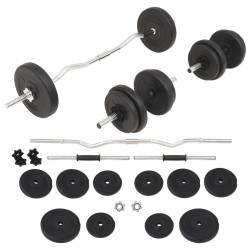 vidaXL Juego de pesas 30 kg barra y mancuernas