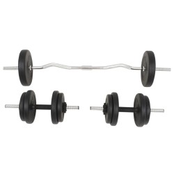 vidaXL Juego de pesas 30 kg barra y mancuernas
