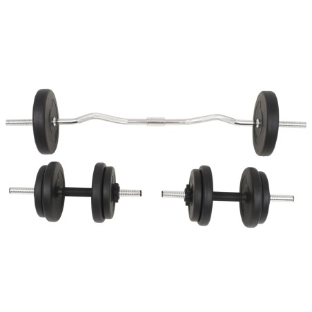 vidaXL Juego de pesas 30 kg barra y mancuernas