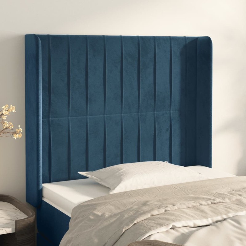 vidaXL Cabecero con orejas de terciopelo azul oscuro 83x16x118/128 cm vidaXL Cabecero con orejas de terciopelo azul oscuro 83x16x118/128 cm