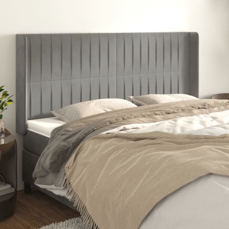 vidaXL Cabecero con orejas de terciopelo gris claro 183x16x118/128 cm