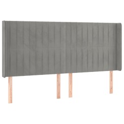 vidaXL Cabecero con orejas de terciopelo gris claro 183x16x118/128 cm