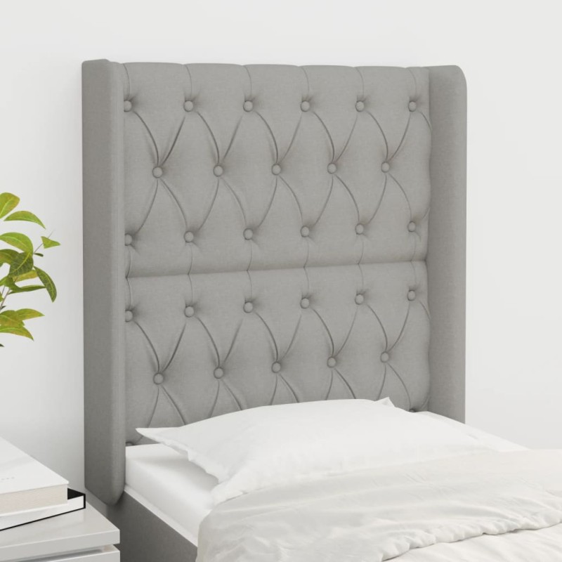 vidaXL Cabecero con orejas de tela gris claro 83x16x118/128 cm vidaXL Cabecero con orejas de tela gris claro 83x16x118/128 cm