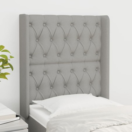 vidaXL Cabecero con orejas de tela gris claro 83x16x118/128 cm