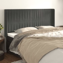 vidaXL Cabecero con orejas de terciopelo gris oscuro 163x16x118/128 cm