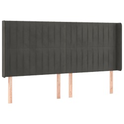 vidaXL Cabecero con orejas de terciopelo gris oscuro 163x16x118/128 cm